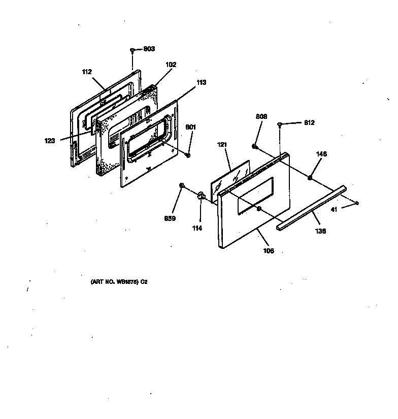 GE JBS04V2WH oven door diagram