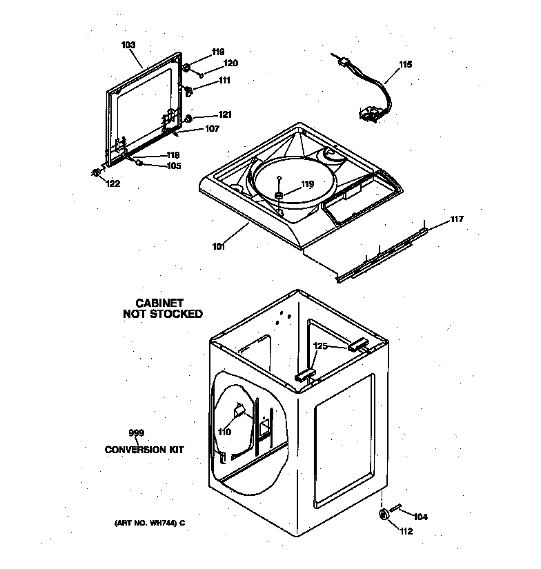 GE WSKP2060TA top & cabinet parts diagram