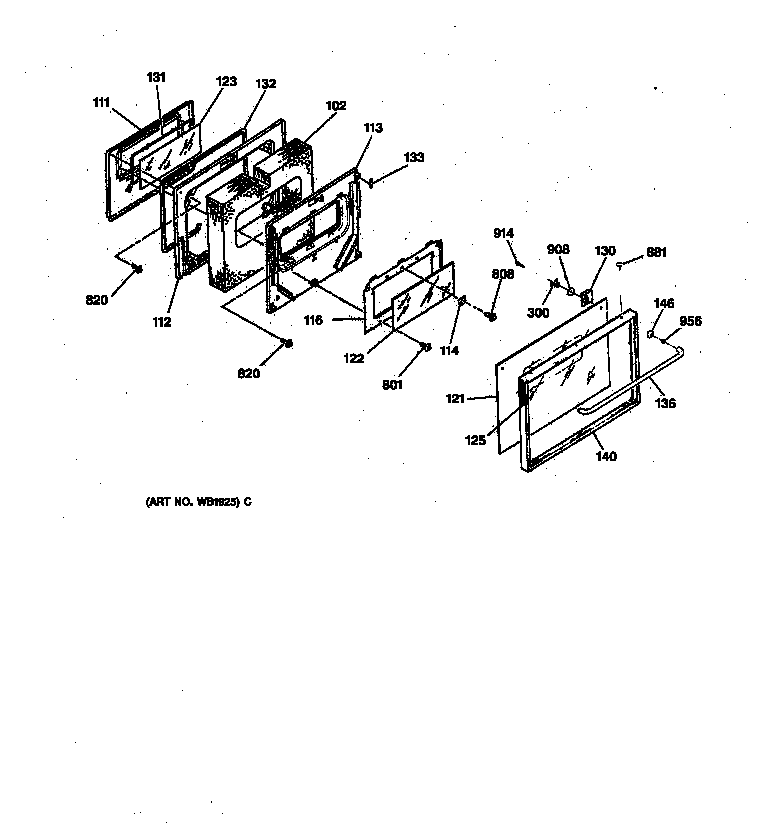 GE JSP39GS2WG oven door diagram