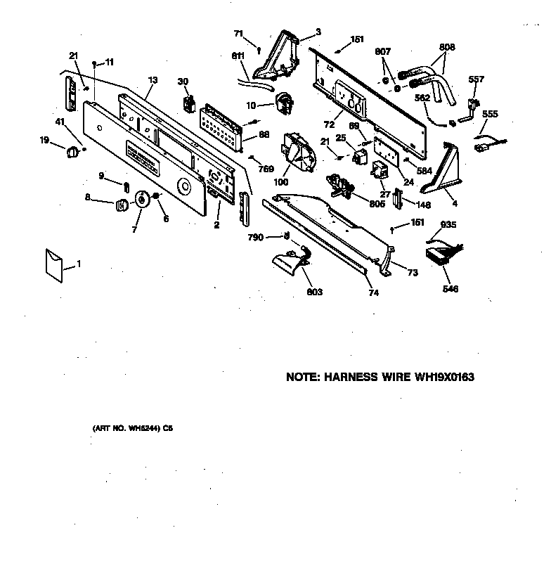 GE WISQ416JT5AA controls & backsplash diagram