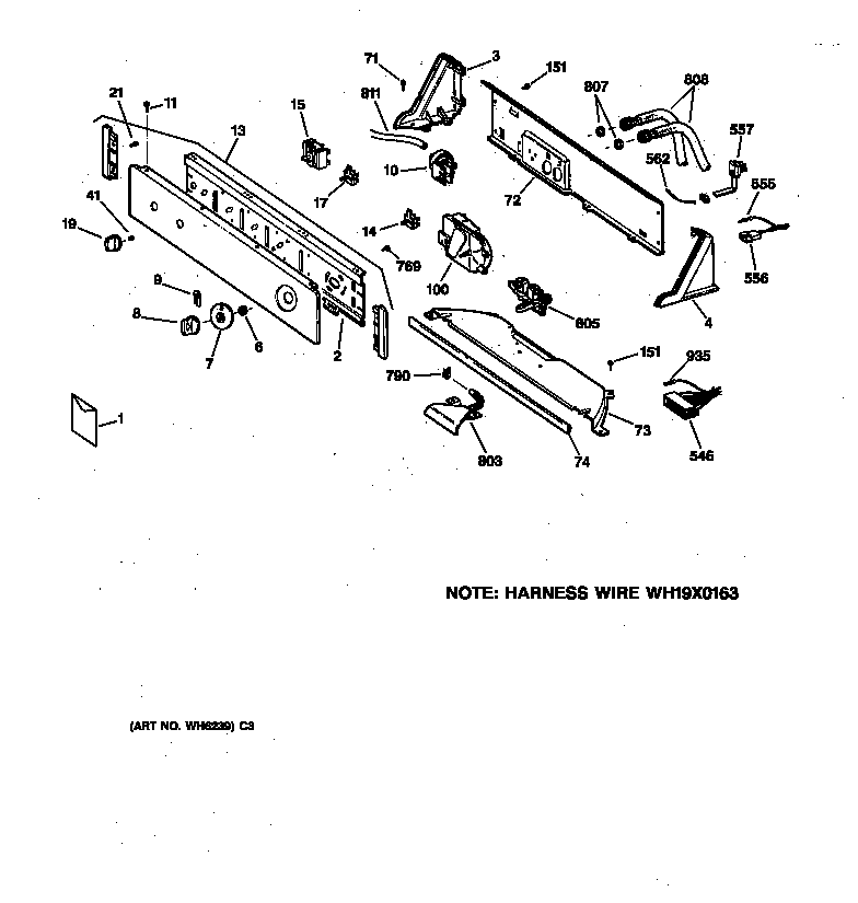 GE WISR309DT5WW controls & backsplash diagram