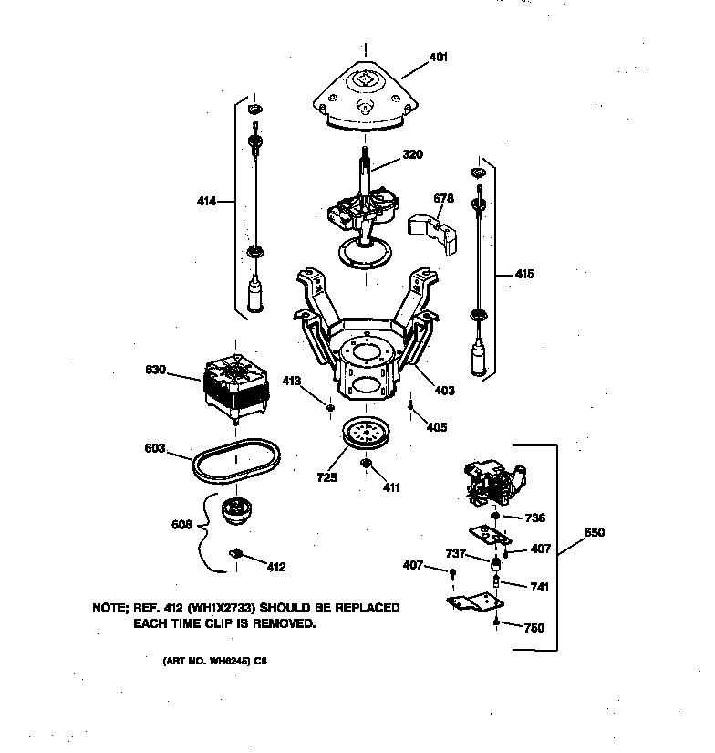 GE WISR309DT5WW suspension, pump & drive components diagram