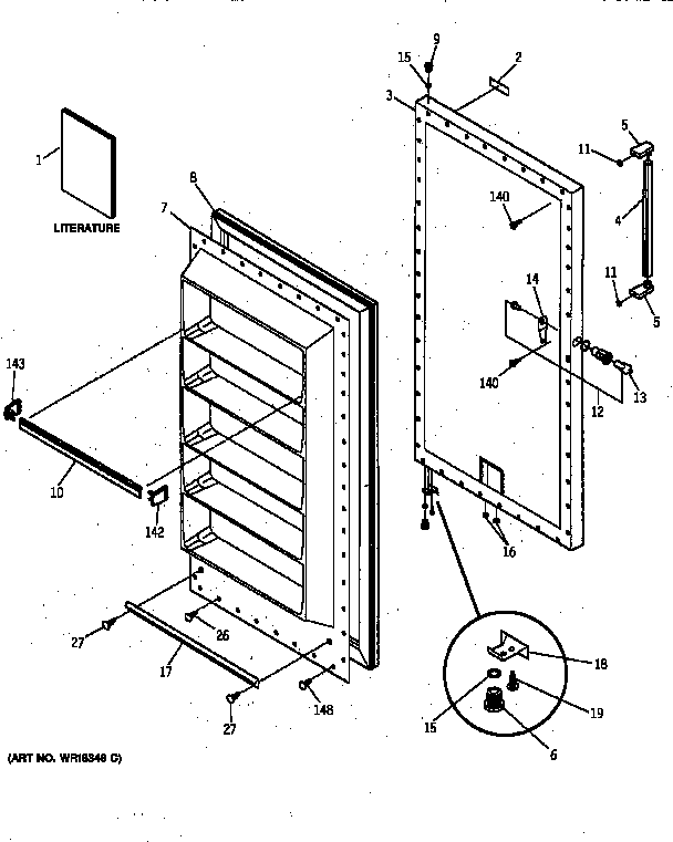 GE FF16DXARWH door parts diagram