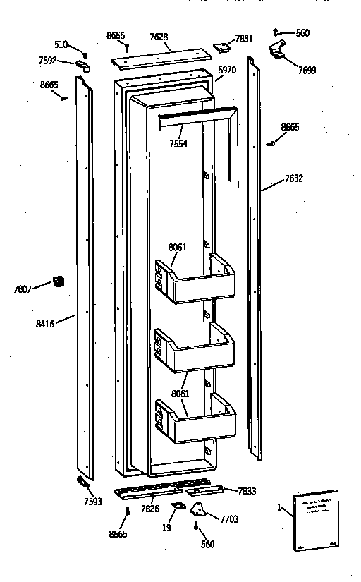 GE ZIS36NXA freezer door diagram