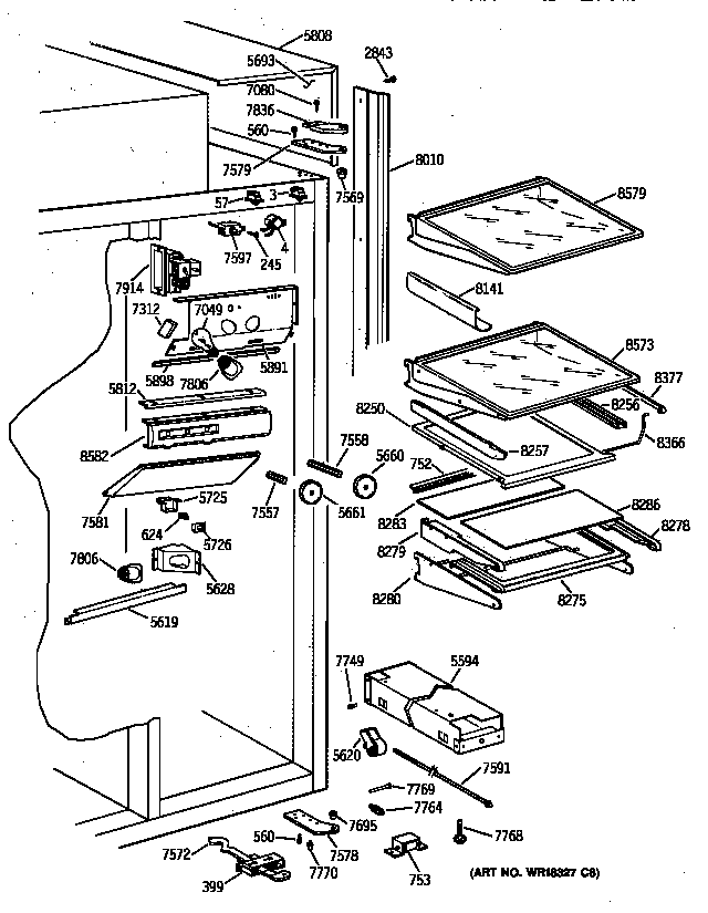 GE ZIS36NXA fresh food section diagram