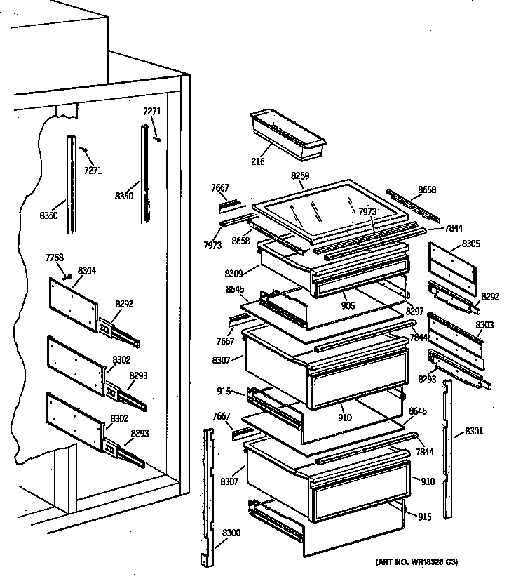GE ZIS36NXA fresh food section diagram