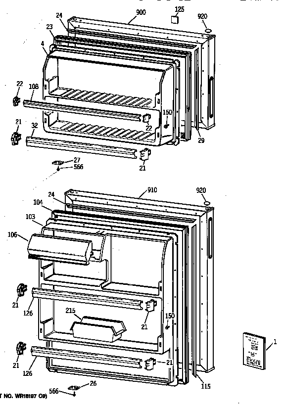GE TBX18SYZDRAD doors diagram
