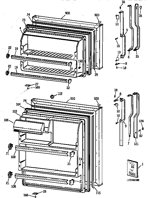 GE TBX16SSZBRAD doors diagram