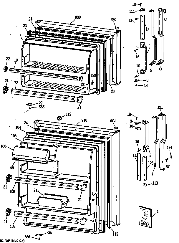 GE TBX16DAZBRWH doors diagram