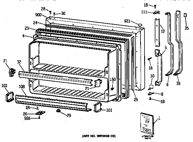GE TBX19DIYFRAA freezer door diagram