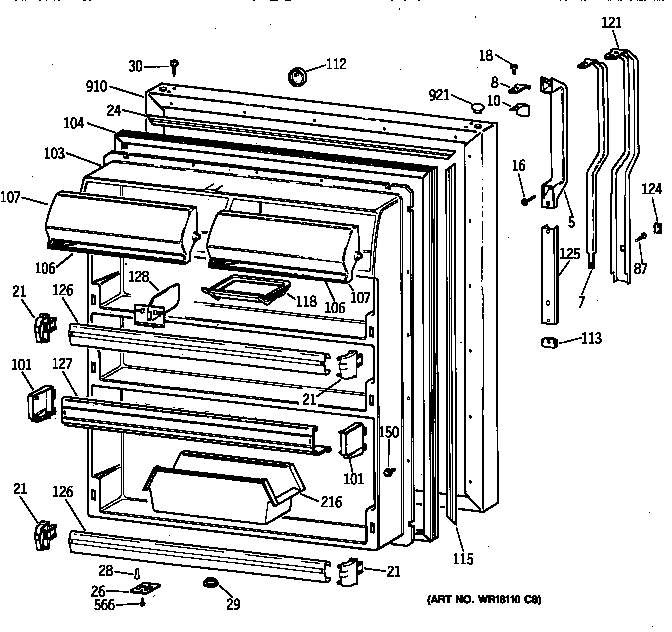 GE TBX19DIYFRAA fresh food door diagram