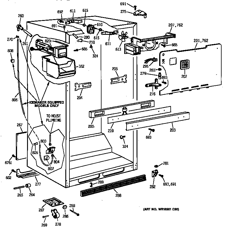 GE TBX19DIYFRAA cabinet parts diagram