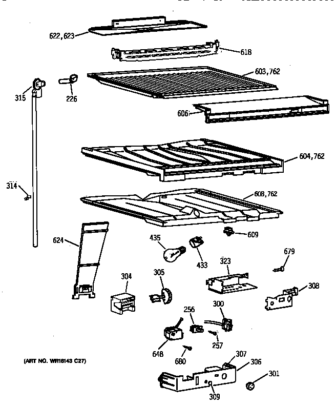 GE TBX19DIYFRAA compartment separator parts diagram
