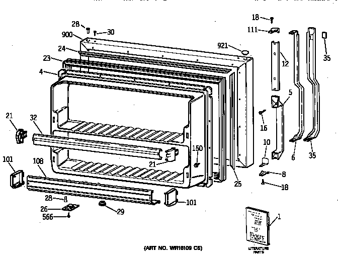 GE TBX19JAXRRAA freezer door diagram