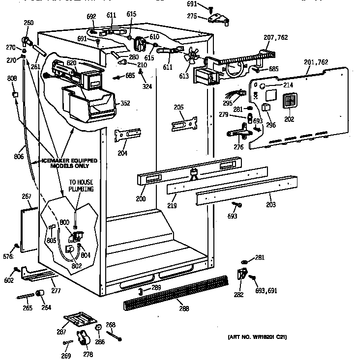 GE TBX19JAXRRAA cabinet parts diagram