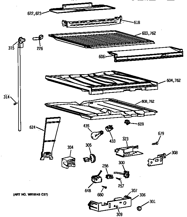 GE TBX19JAXRRAA compartment separator parts diagram