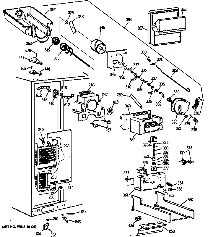 GE TPX24BRYEBB freezer section diagram
