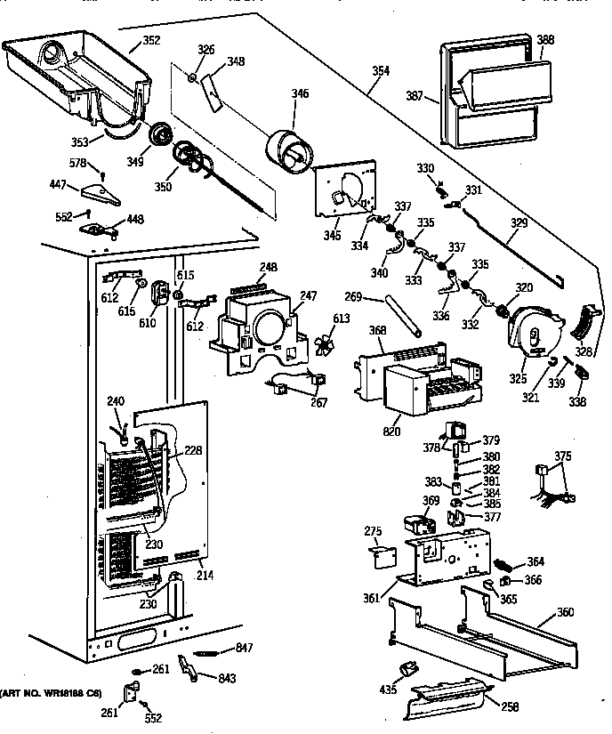 GE TPX24PRYEWW freezer section diagram