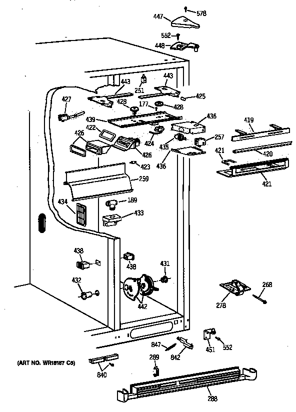 GE TPX24SIYEBS fresh food section diagram