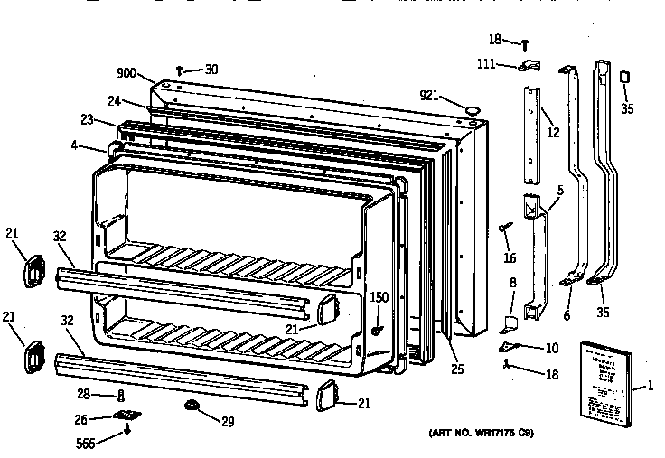 GE TBX18DAXRRAA freezer door diagram