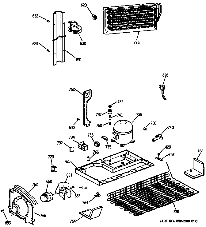GE TBX18DAXRRAA unit parts diagram