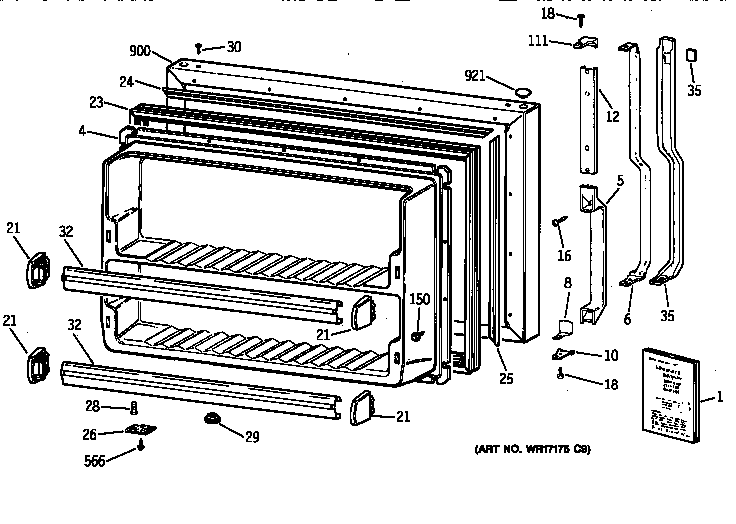 GE TBX18MAXPRWW freezer door diagram