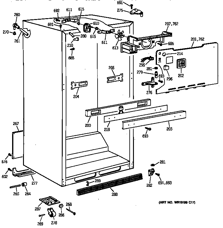 GE TBX18MAXPRWW cabinet parts diagram