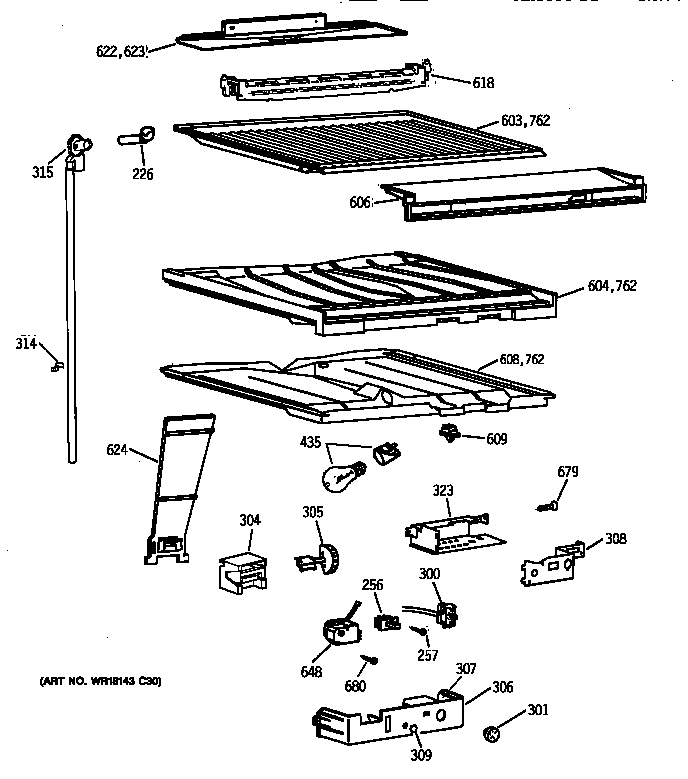 GE TBX18MAXPRWW compartment separator parts diagram