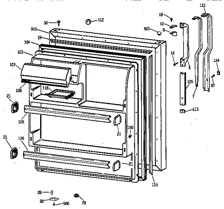 GE TBX18SIXPLAA fresh food door diagram