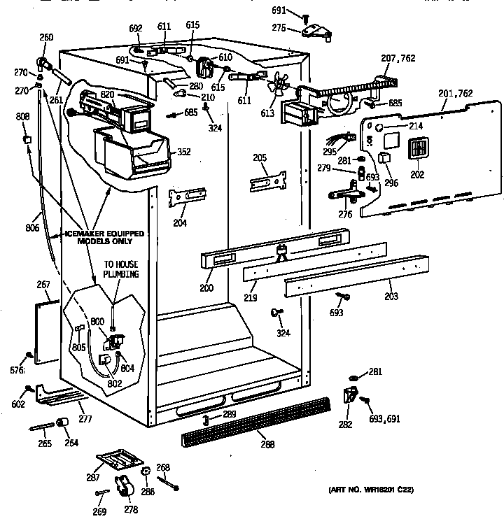GE TBX18SIXPLAA cabinet parts diagram