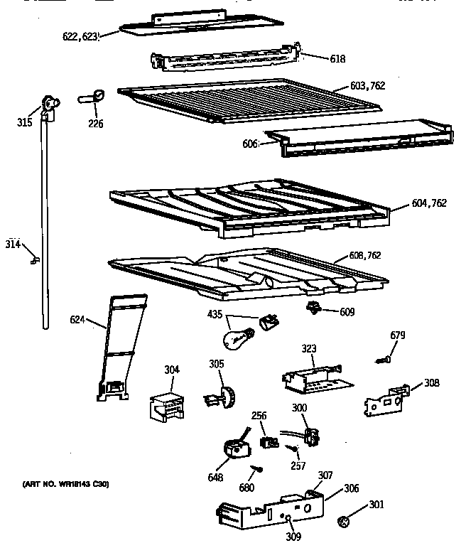 GE TBX18SIXPLAA compartment separator parts diagram