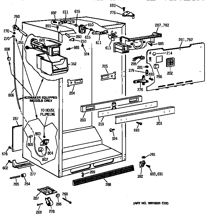 GE TBX18SAXRRAA cabinet parts diagram