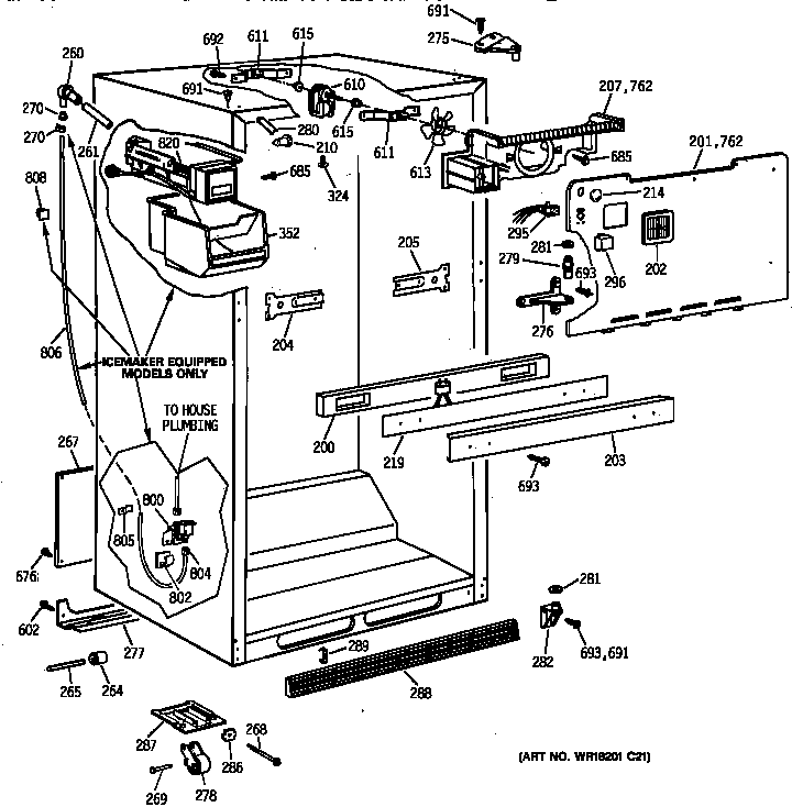 GE TBX21JAXJRAA cabinet parts diagram