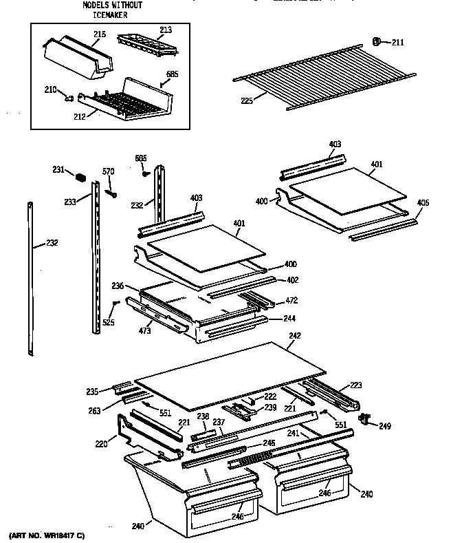GE TBX21JAXJRAA shelf parts diagram