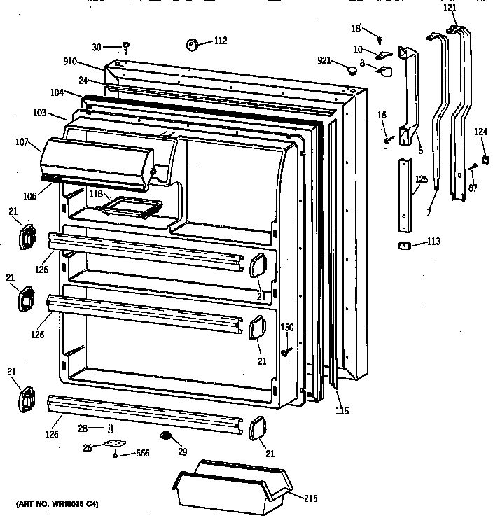 GE TBX21NIXJRAA fresh food door diagram