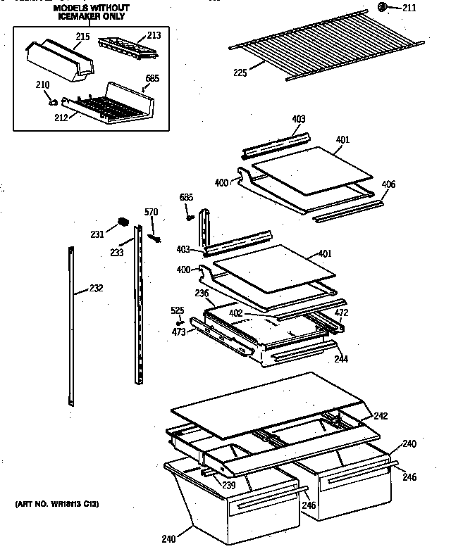 GE TBG18JAXSRAA shelf parts diagram