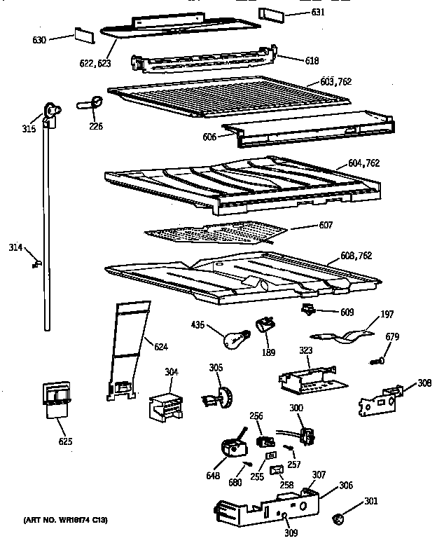 GE TBG18JAXSRAA compartment separator parts diagram