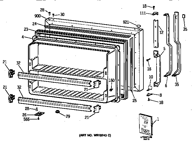 GE TBG21JAXKRWW freezer door diagram