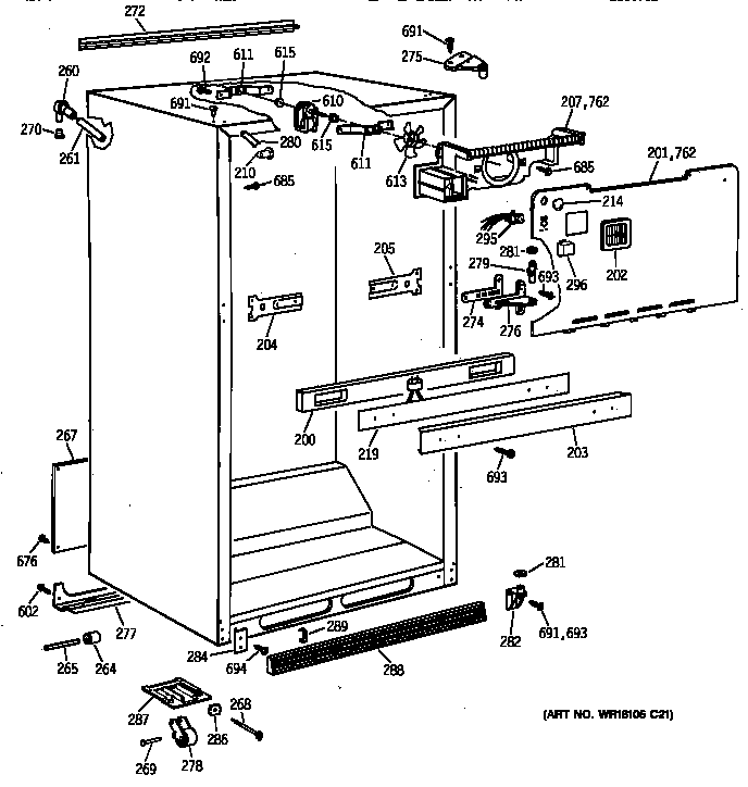GE TBG21JAXKRWW cabinet parts diagram