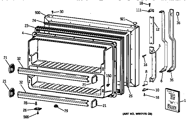 GE TBT18JAXVRWW freezer door diagram