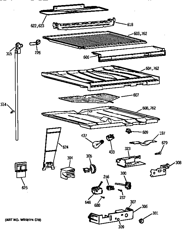 GE TBT18JAXVRWW compartment separator parts diagram