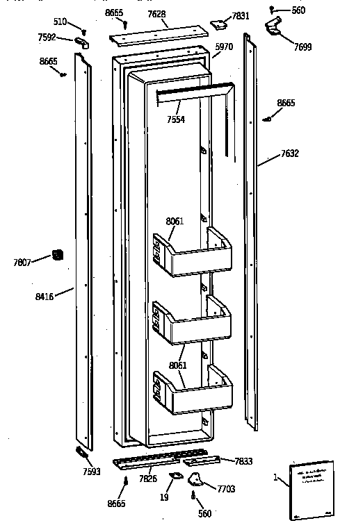 GE ZIS42NXA freezer door diagram