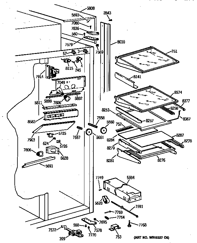 GE ZIS42NXA fresh food section diagram