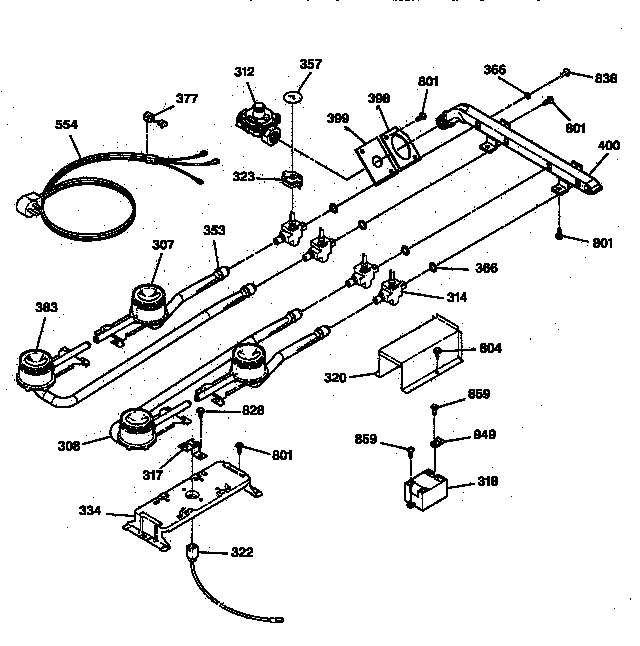 GE JGP319EP3HA gas & burner parts diagram