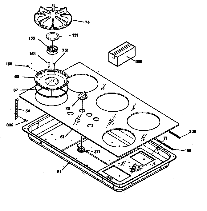 GE JGP636AEV1AA cooktop diagram