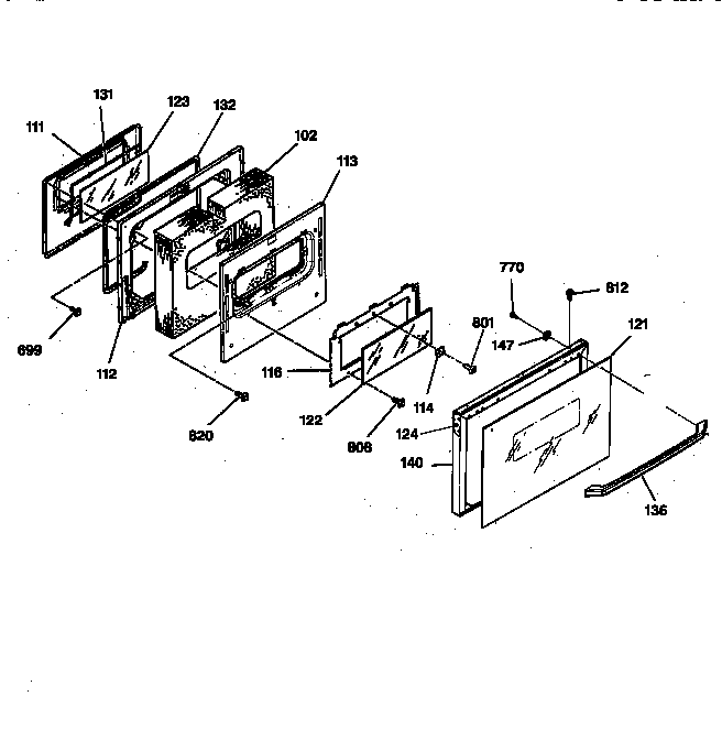 GE JCSP38GV1BB oven door diagram