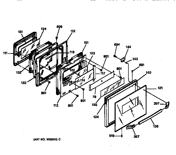 GE JRP15WW1WW oven door diagram