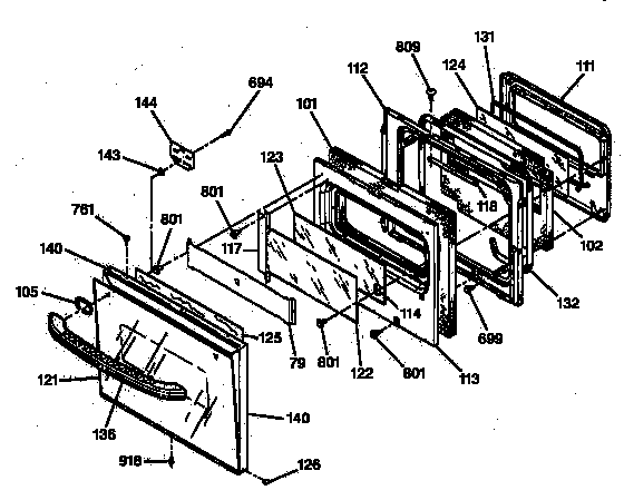 GE JKP18WW1WW oven door diagram