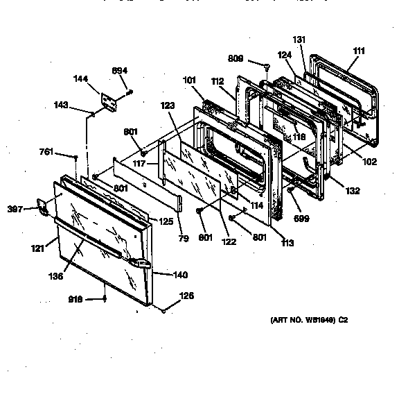 GE JKP15BW1BB oven door diagram