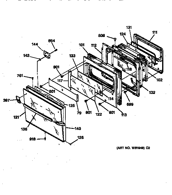GE JKP27BW1BB upper door diagram